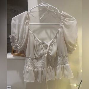 She + Sky White Blouse